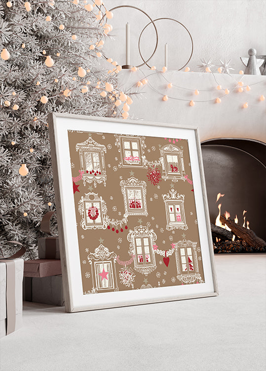 Black forest X-Mas Winter windows pattern Poster