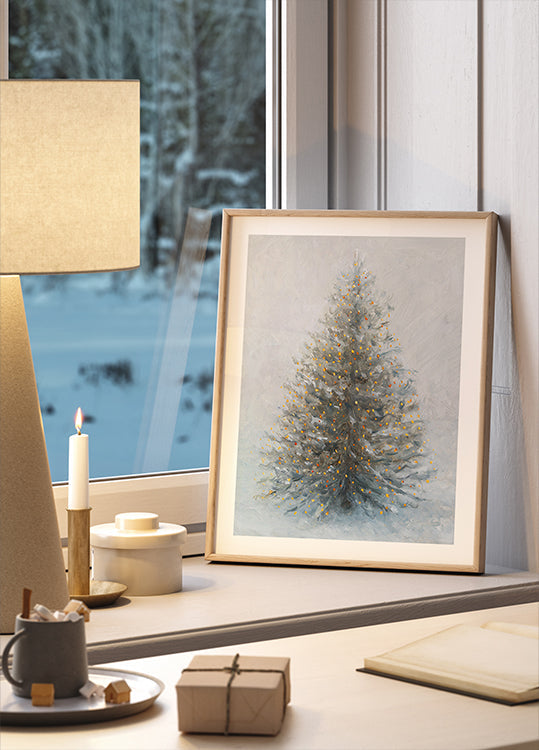 Christmas Tree In Snow Poster
