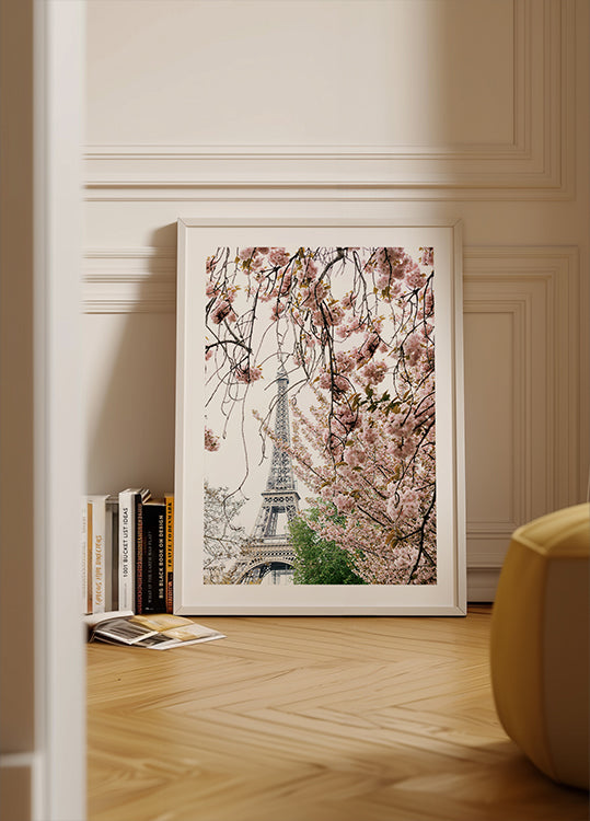 Spring Eiffel Tower With Cherry Blossoms Poster