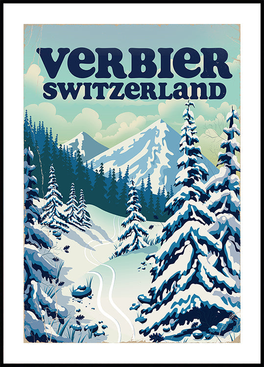 Verbier Switzerland Ski Poster Plakat - Posterbox