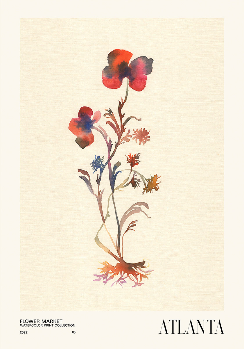 Watercolor print collection. Flower market - Atlanta - Posterbox