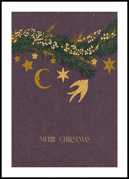 Christmas vintage toys on Christmas tree branches Plakat - Posterbox