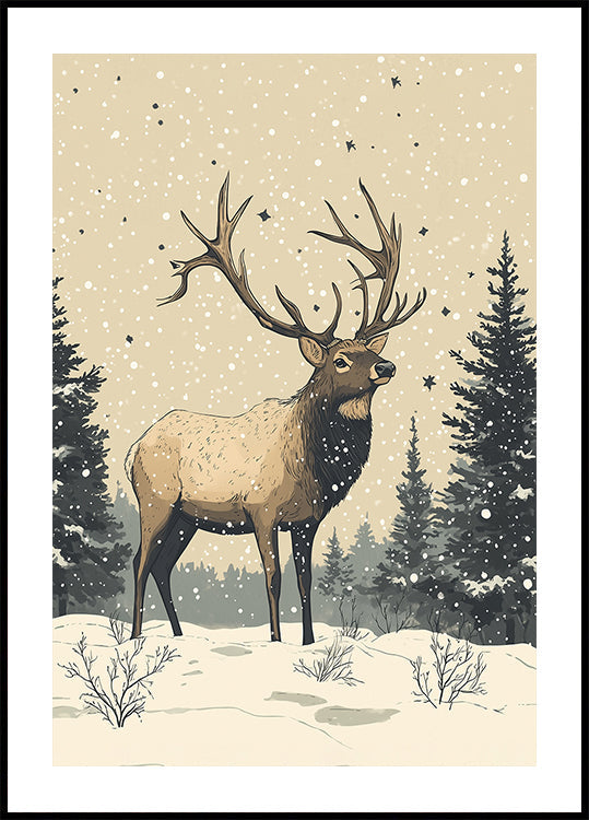 Elk Holiday Poster Plakat - Posterbox