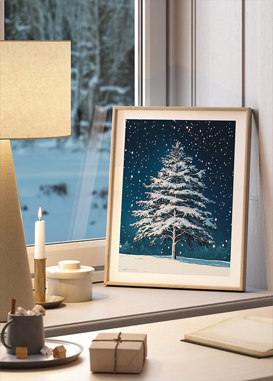Winter Snowy Pine Tree Plakat - Posterbox