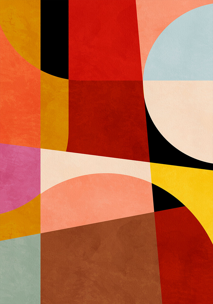 Warm Colors Bauhaus Geometry2 Poster