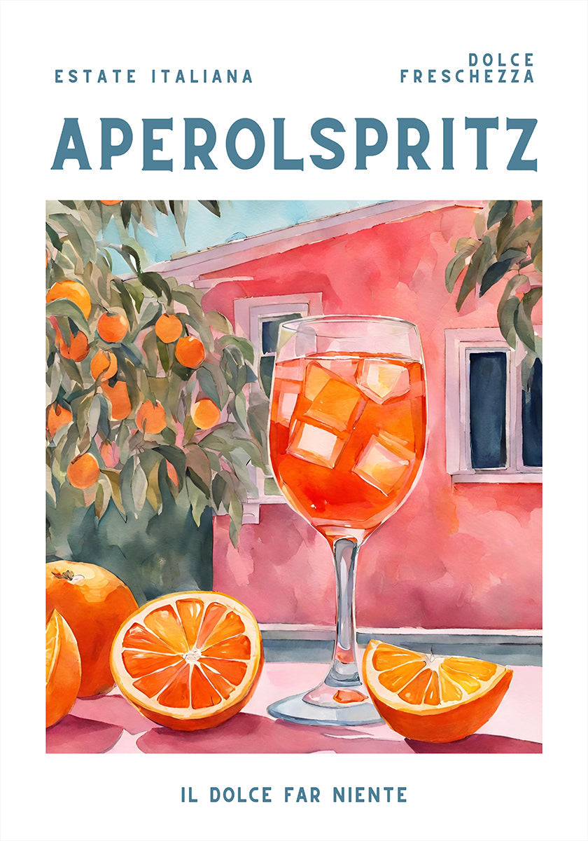 Aperol Spritz, Aquarell, Fresh Poster