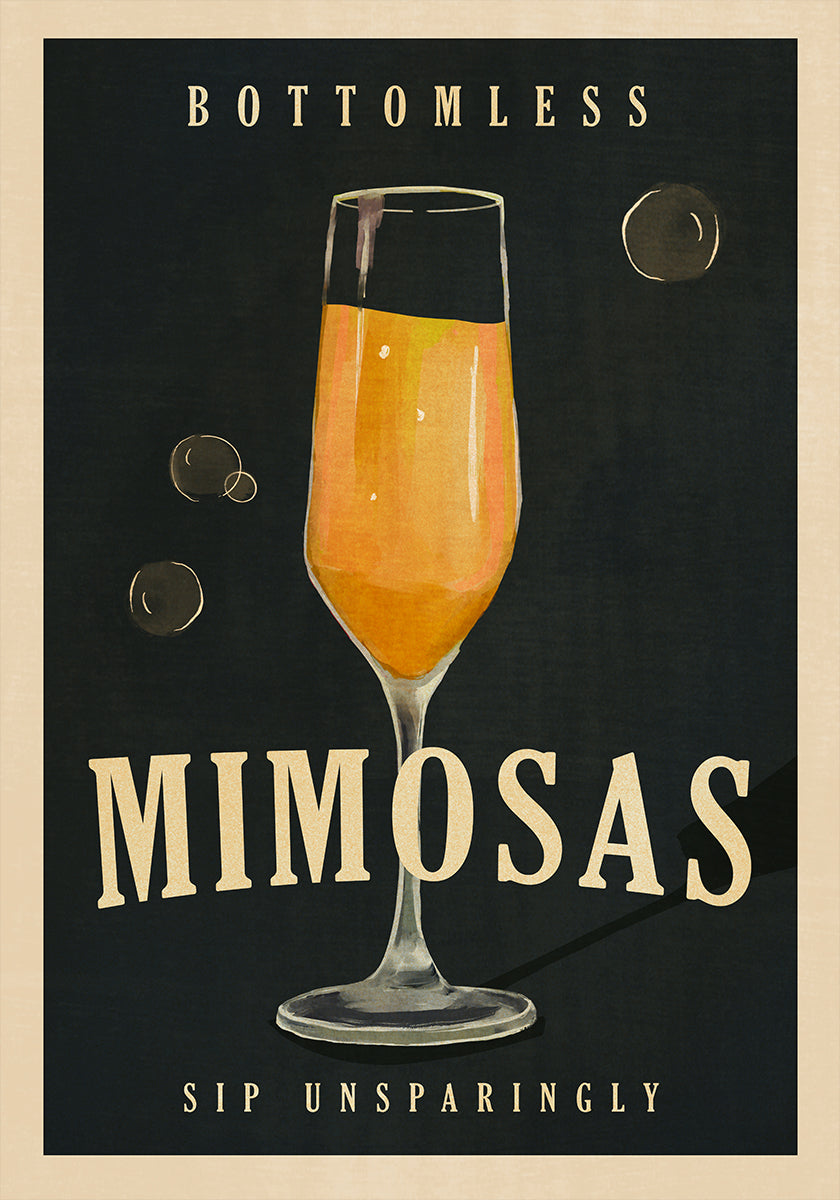 Bottomless Mimosas Art Deco Cocktail Bar Art Poster