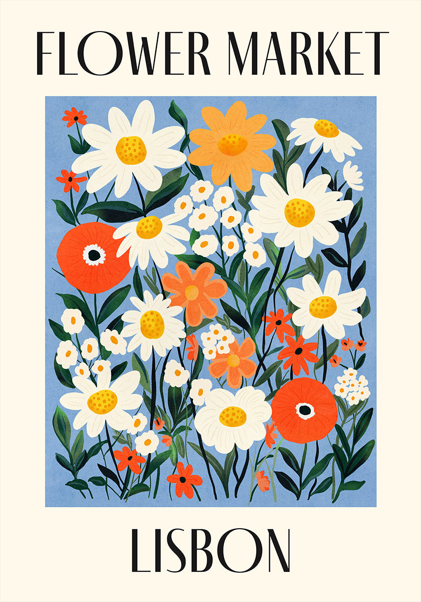 Flower Market Lisbon Portugal Poster