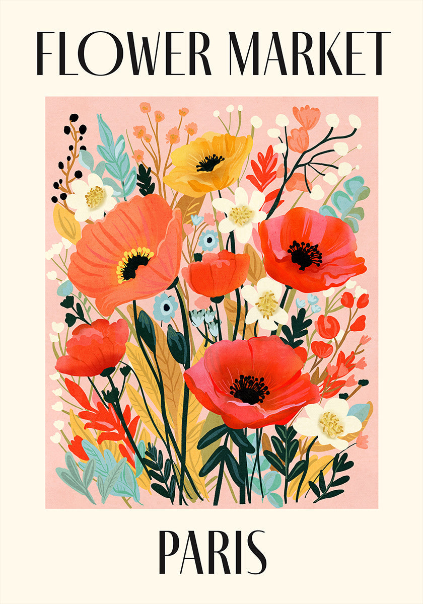 Flower Market Paris France Poster