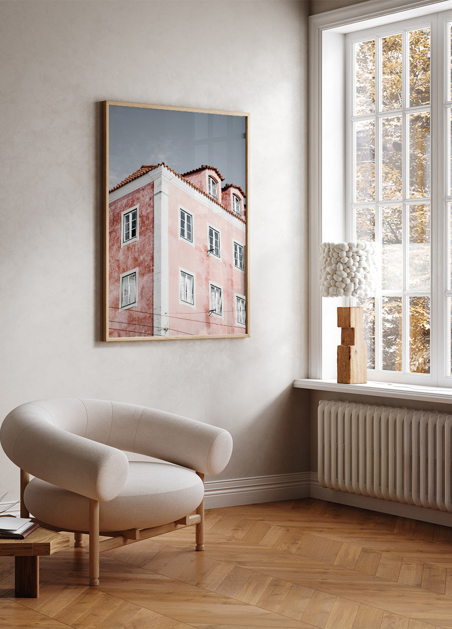 Pink Building in Lisbon Poster - Posterbox.dk