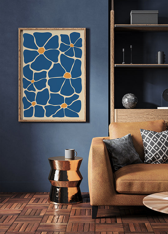 Abstract Blue Floral Poster - Posterbox.dk