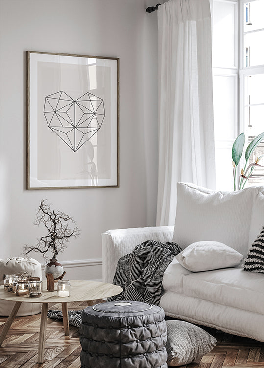 Abstract Geometric Heart Poster - Posterbox.dk