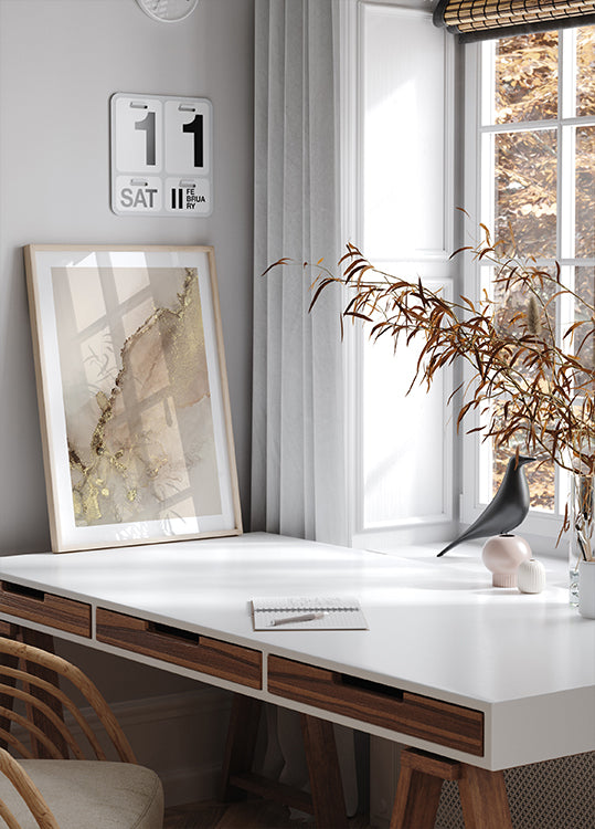 Abstract Gold Splash Poster - Posterbox.dk