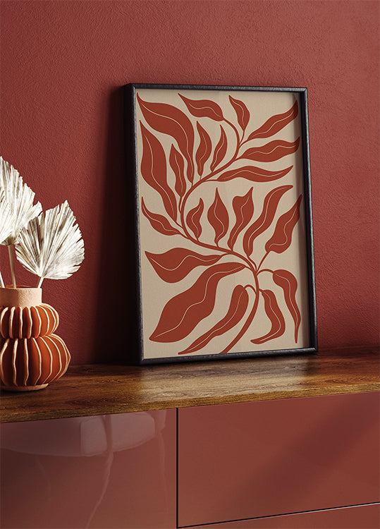 Abstract Red Leaf Poster - Posterbox.dk
