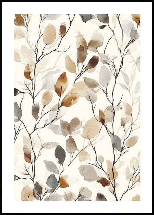 Abstract Watercolor Leaves Poster - Posterbox.dk