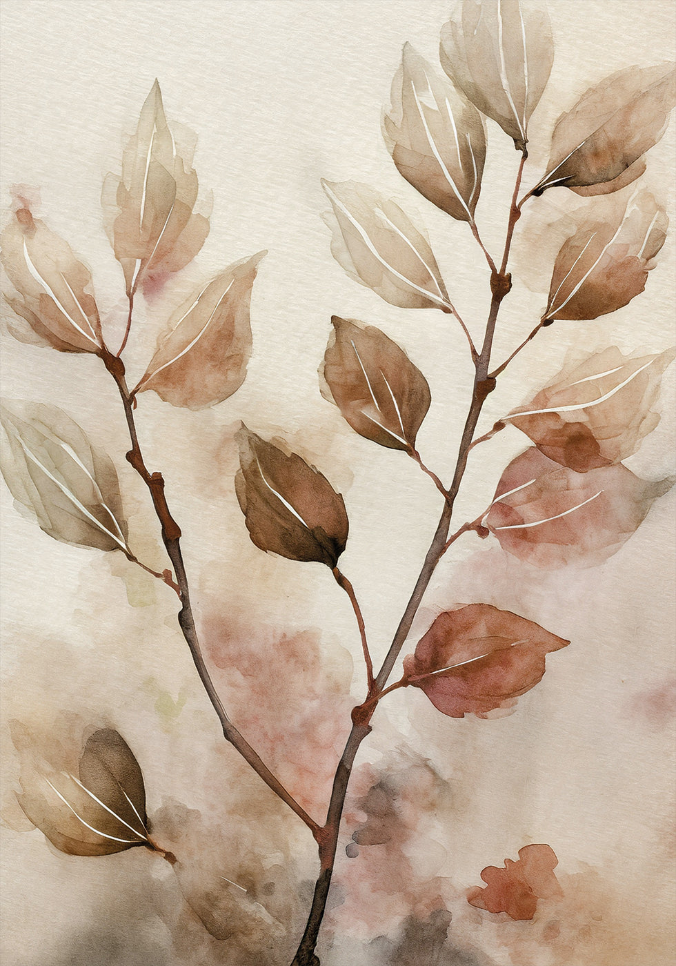 Abstract Watercolor Leaves Poster - Posterbox.dk