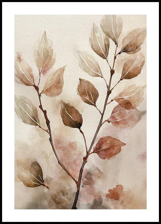 Abstract Watercolor Leaves Poster - Posterbox.dk