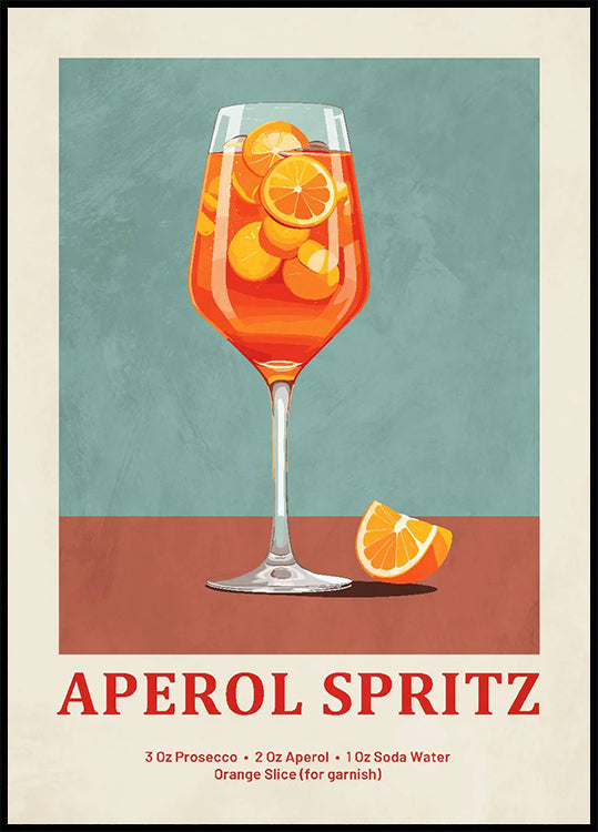 Aperol Spritz Cocktail Recipe Poster - Posterbox.dk