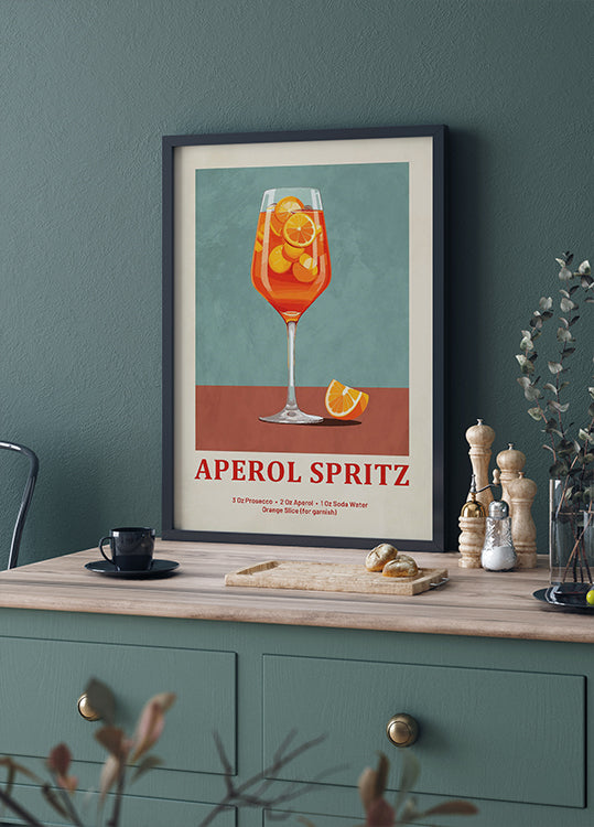 Aperol Spritz Cocktail Recipe Poster - Posterbox.dk