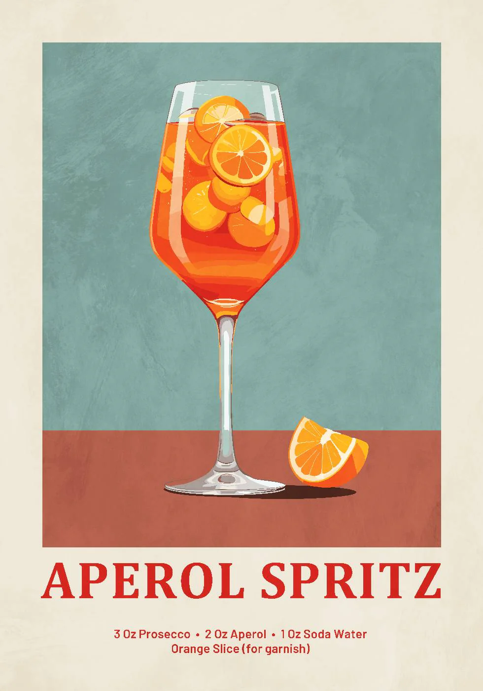 Aperol Spritz Cocktail Recipe Poster - Posterbox.dk
