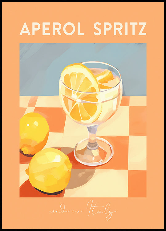 Aperol Spritz Print, Citrus Cocktail art, Italian Summer Drink Poster - Posterbox.dk