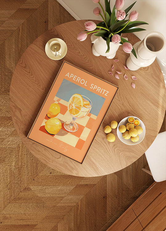 Aperol Spritz Print, Citrus Cocktail art, Italian Summer Drink Poster - Posterbox.dk