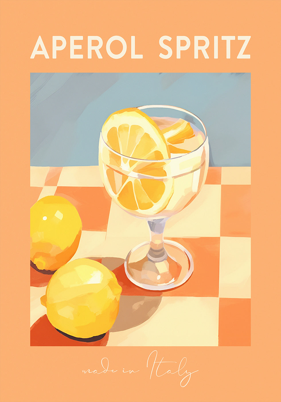 Aperol Spritz Print, Citrus Cocktail art, Italian Summer Drink Poster - Posterbox.dk