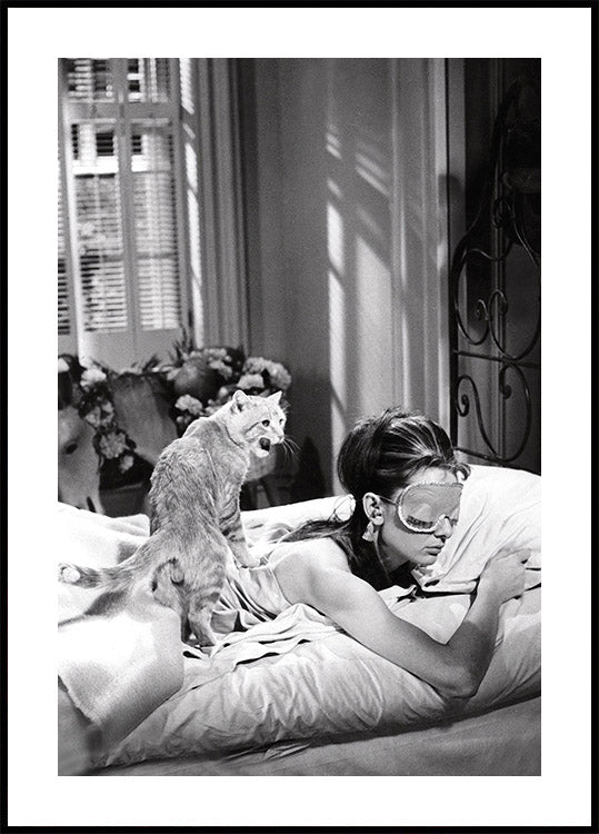 Audrey Hepburn Sleeping With Cat Poster - Posterbox.dk