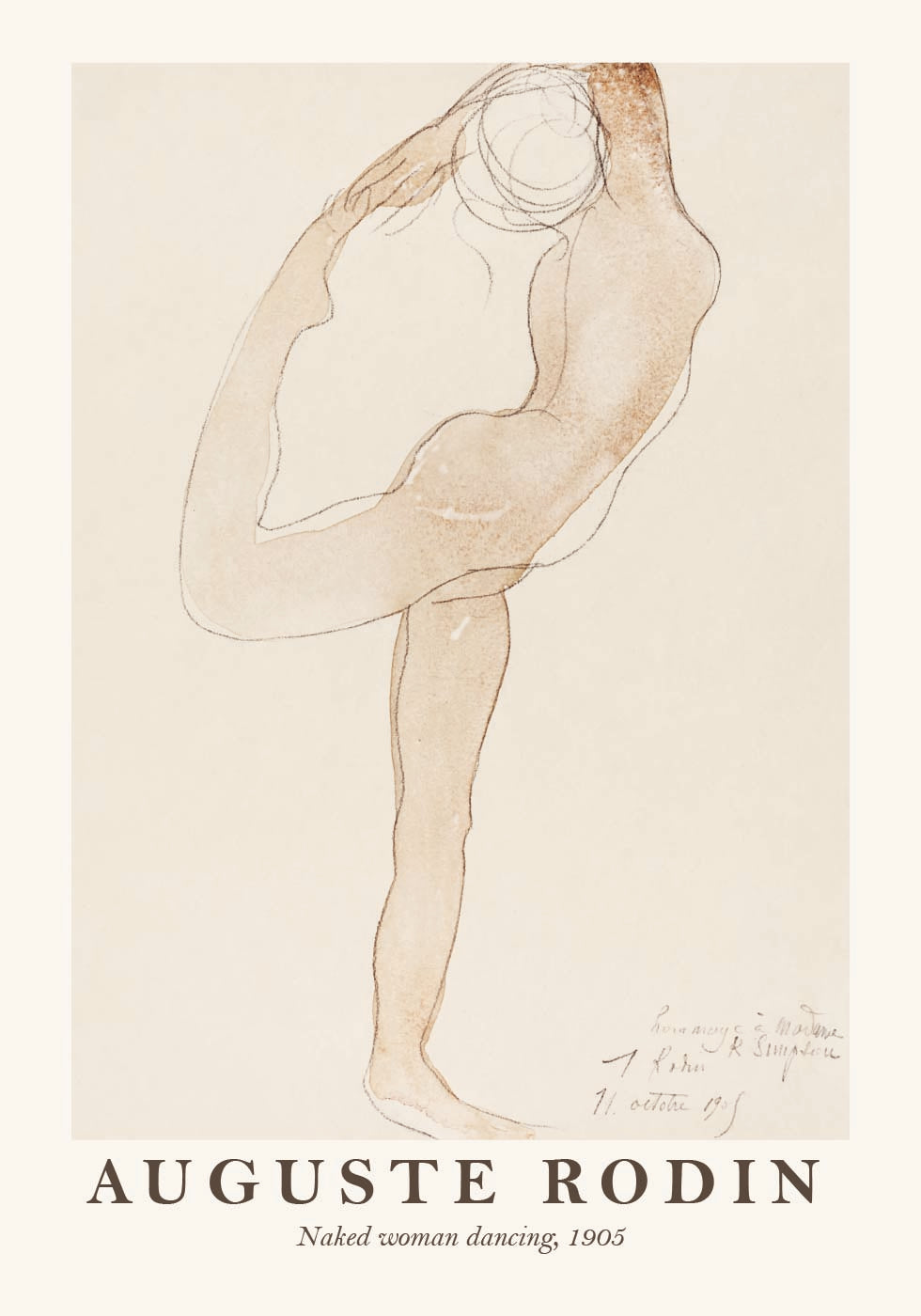 Auguste Rodin, Naked Woman Dancing Poster - Posterbox.dk