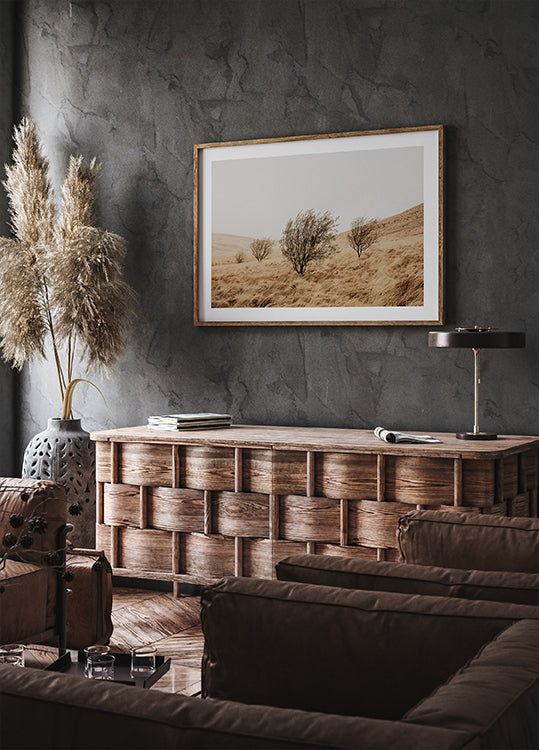 Autumn Grassy Field and Trees Poster - Posterbox.dk