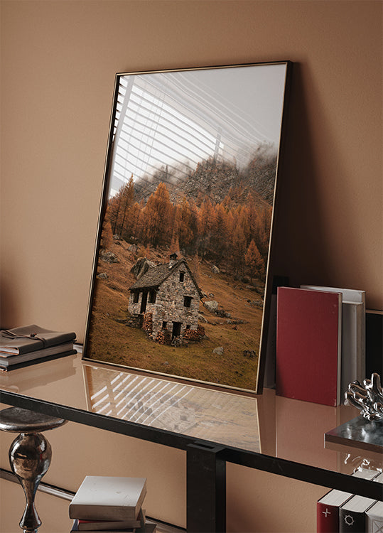 Autumn Mountain Cabin Poster - Posterbox.dk