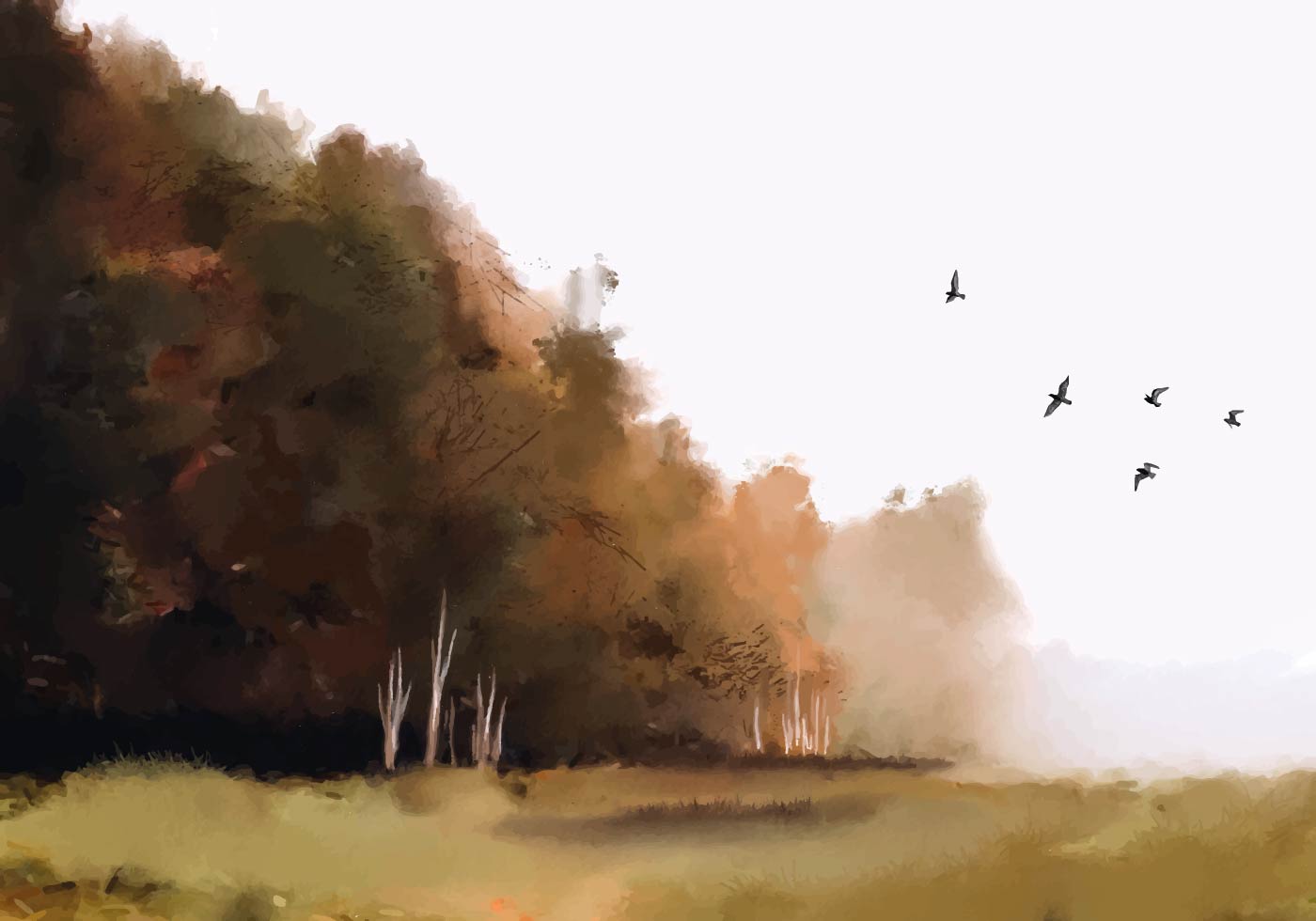 Autumn Watercolor Landscape Poster - Posterbox.dk