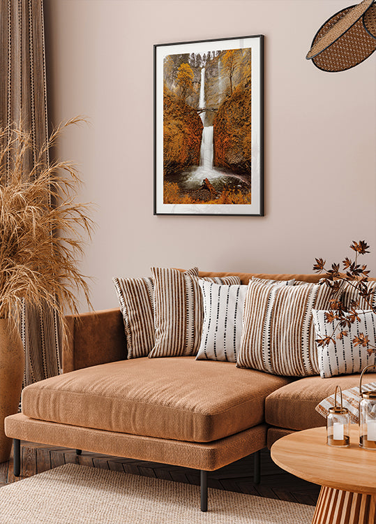 Autumn Waterfall in the Forest Poster - Posterbox.dk