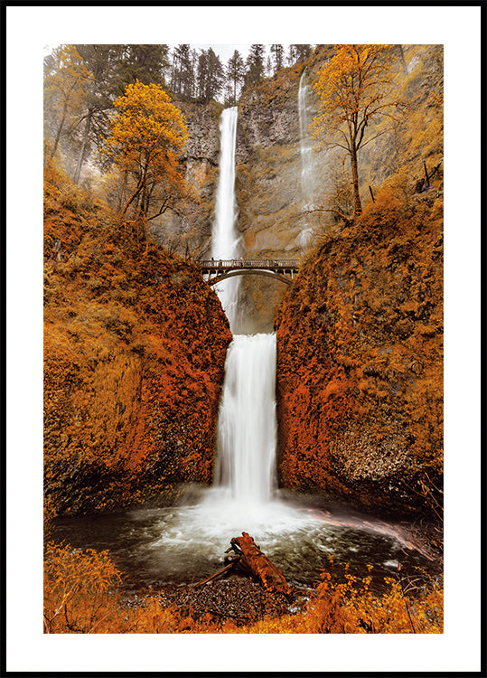 Autumn Waterfall in the Forest Poster - Posterbox.dk