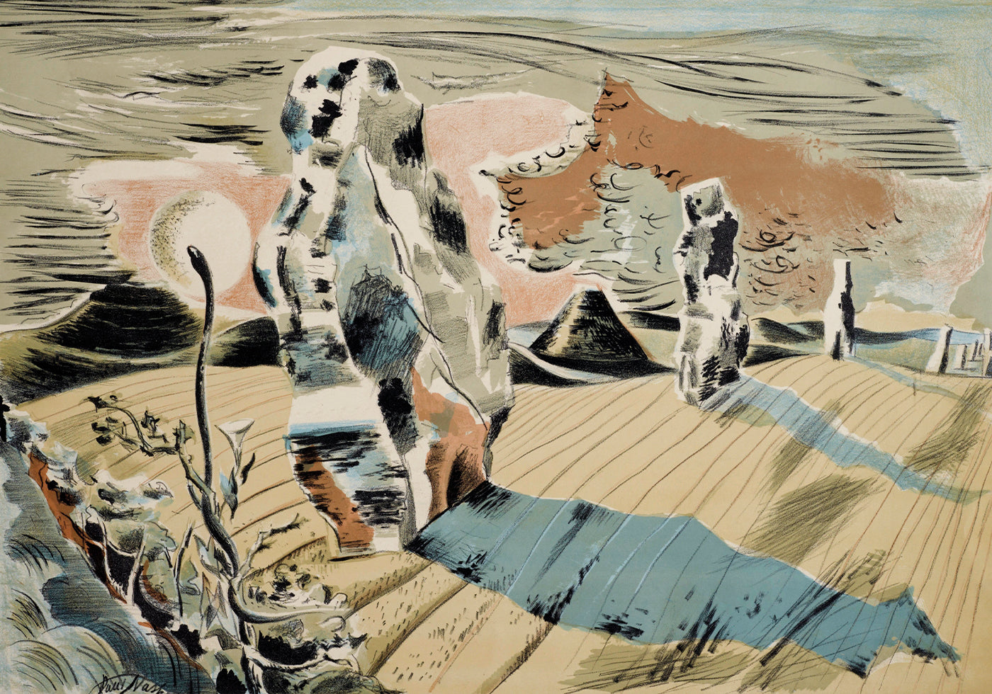 Avebury, surreal landscape by Paul Nash Poster - Posterbox.dk