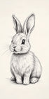 Baby Bunny Sketch, Black And White Rabbit Drawing Poster - Posterbox.dk