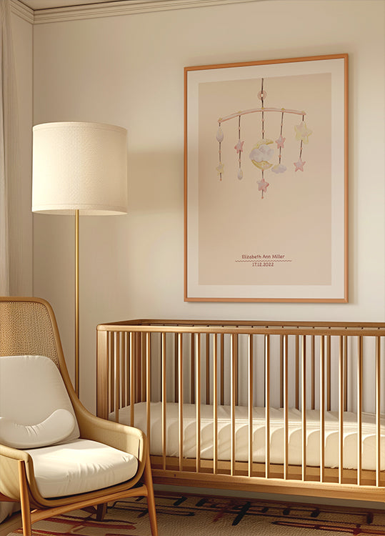 Baby Mobile, Pastel Nursery Personalized Poster - Posterbox.dk