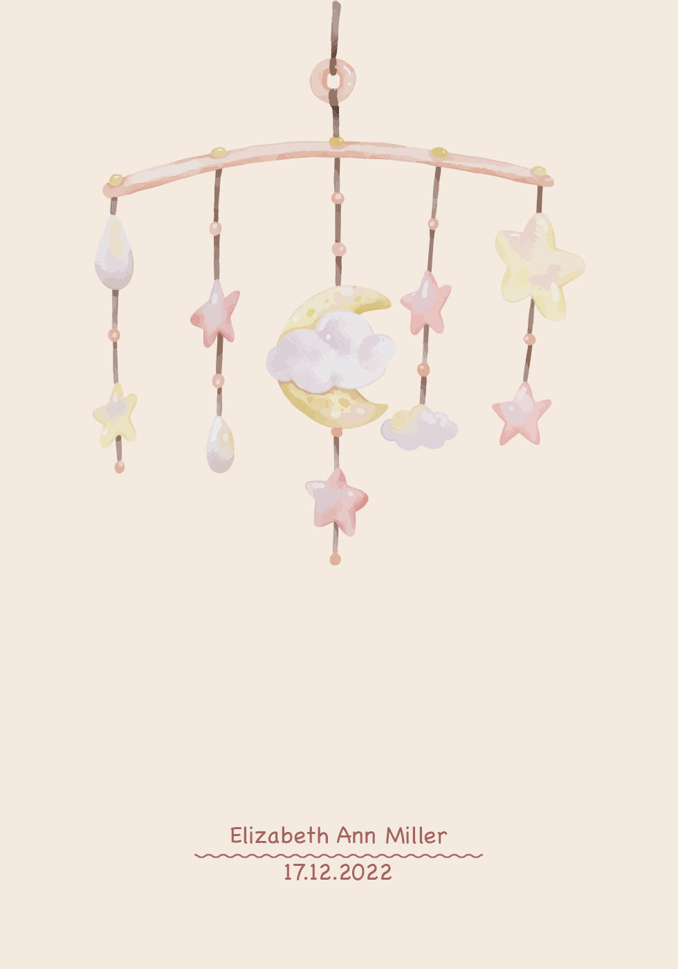 Baby Mobile, Pastel Nursery Personalized Poster - Posterbox.dk