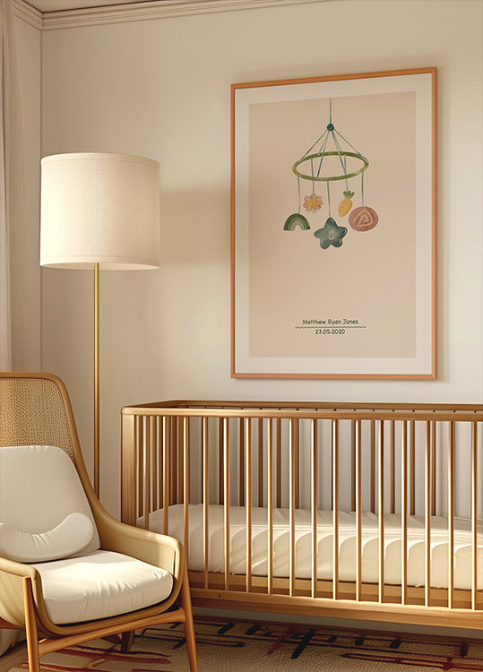 Baby Toy Mobile, Personalized Birth Poster - Posterbox.dk