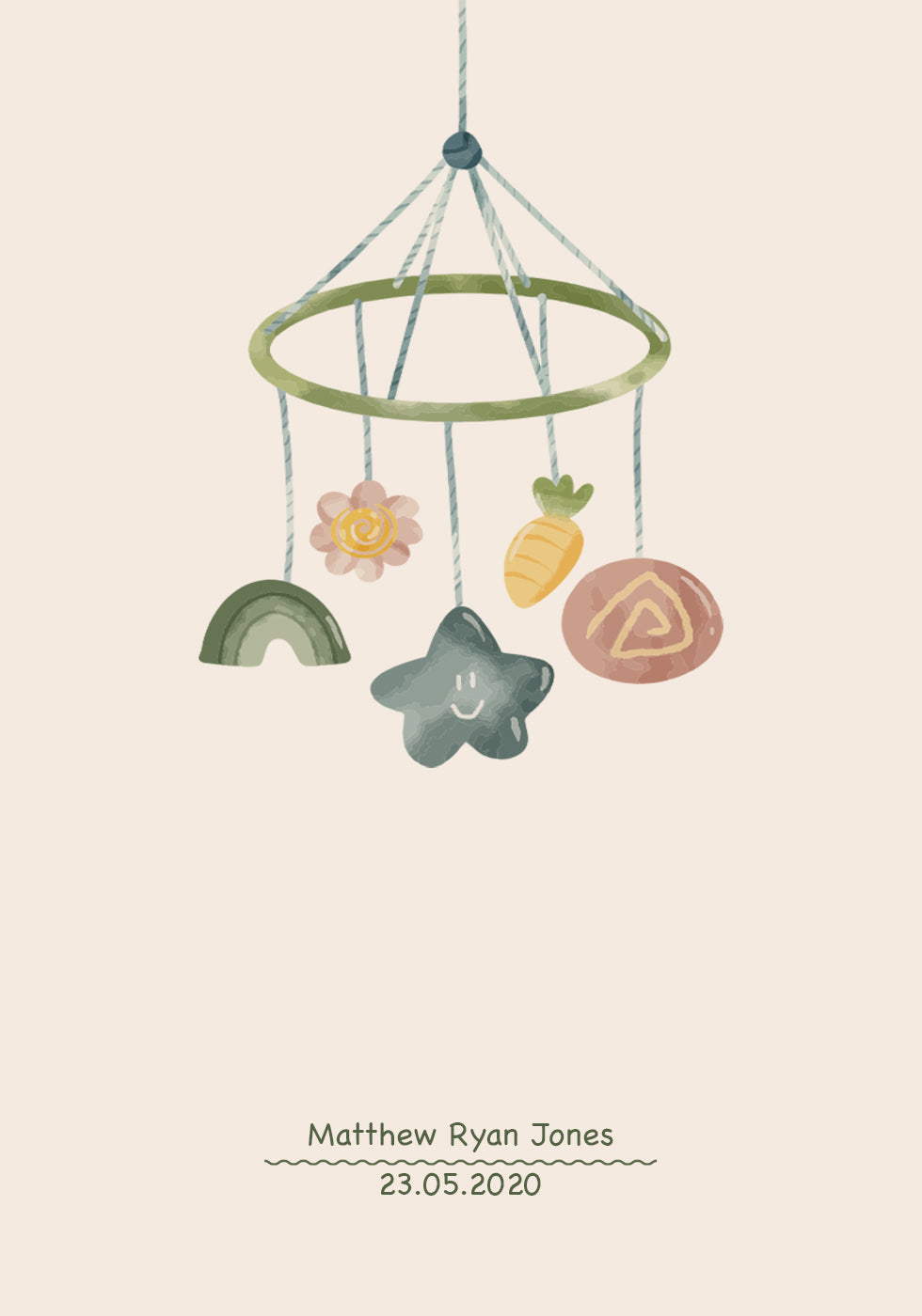 Baby Toy Mobile, Personalized Birth Poster - Posterbox.dk