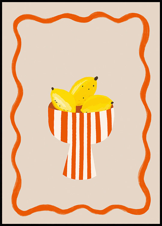 Bananas in Stripes, Modern Minimal Fruit Poster - Posterbox.dk