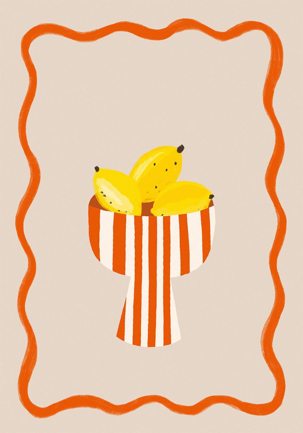 Bananas in Stripes, Modern Minimal Fruit Poster - Posterbox.dk