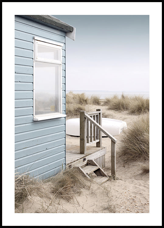 Beach Hut and Boat Poster - Posterbox.dk