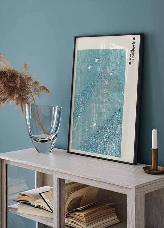 Birds in Flight, minimalist Japanese woodblock Poster - Posterbox.dk