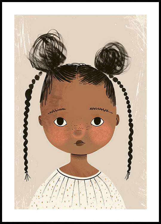 Black girl With Buns And Braids Poster - Posterbox.dk