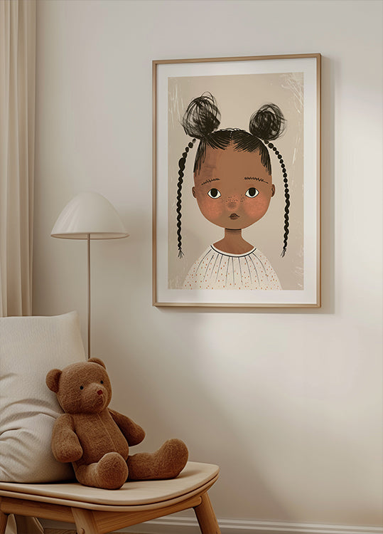 Black girl With Buns And Braids Poster - Posterbox.dk