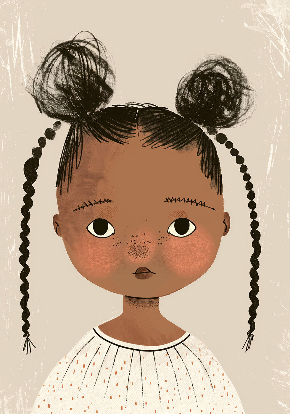 Black girl With Buns And Braids Poster - Posterbox.dk