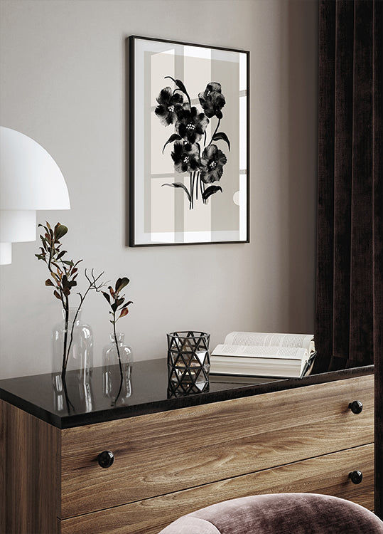 Black Watercolor Floral Poster - Posterbox.dk