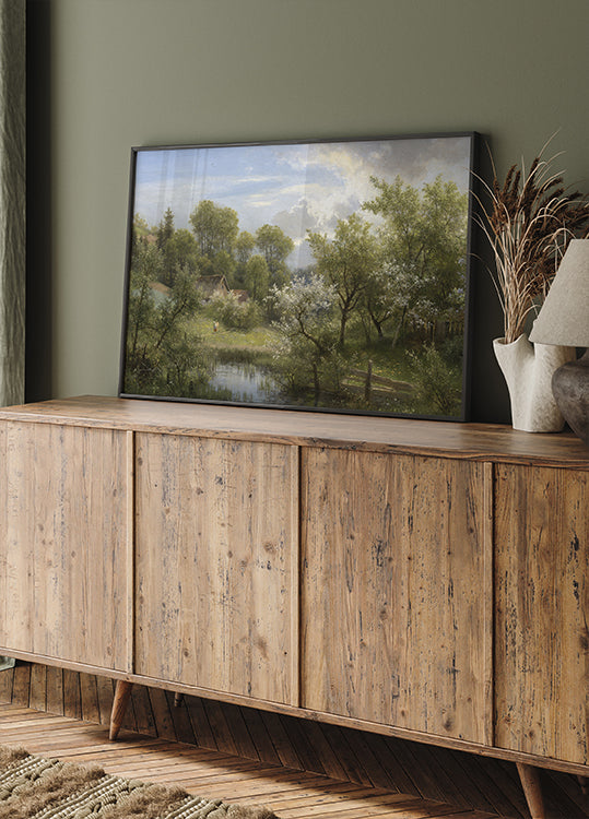 Blooming Fruit Trees near Loschwitz by Eduard Leonhardi Poster - Posterbox.dk