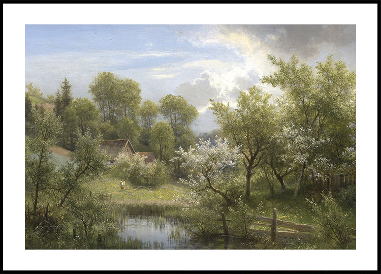 Blooming Fruit Trees near Loschwitz by Eduard Leonhardi Poster - Posterbox.dk